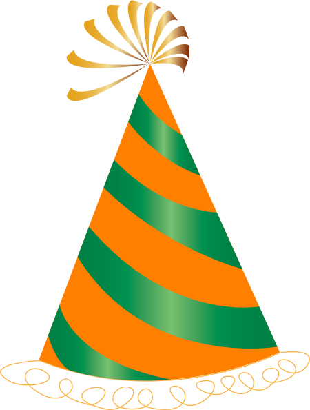 Orange And Green Party Hat Clip Art - Clip Art Party Hat (450x594)