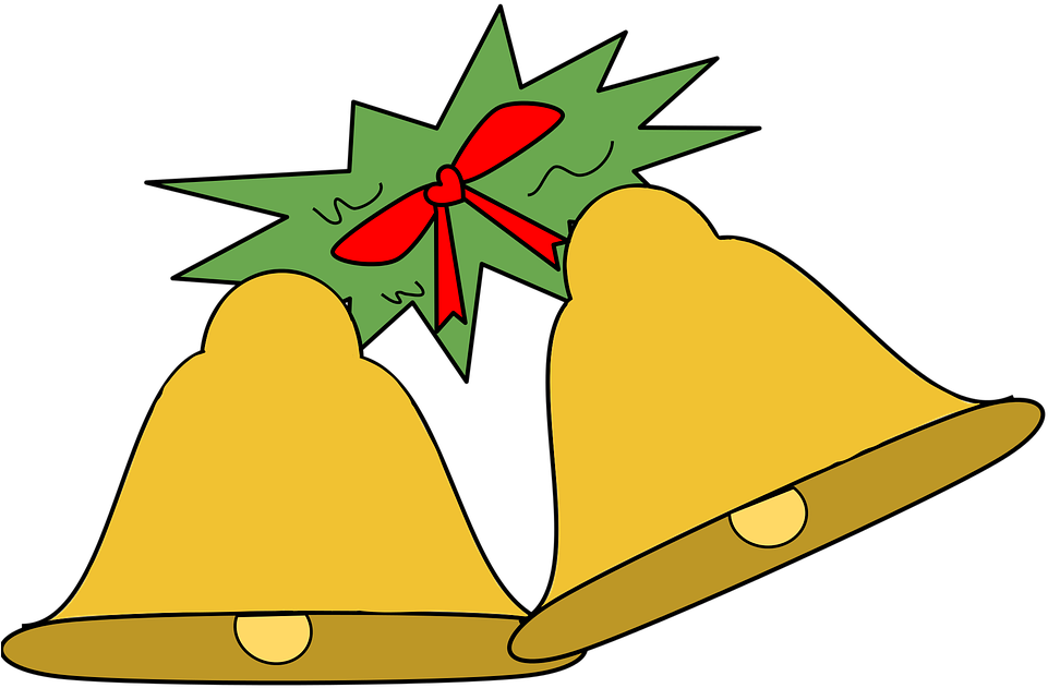 Bells Celebration Jingle Bells Christmas - Lonceng Natal Hitam Putih Png (960x696)