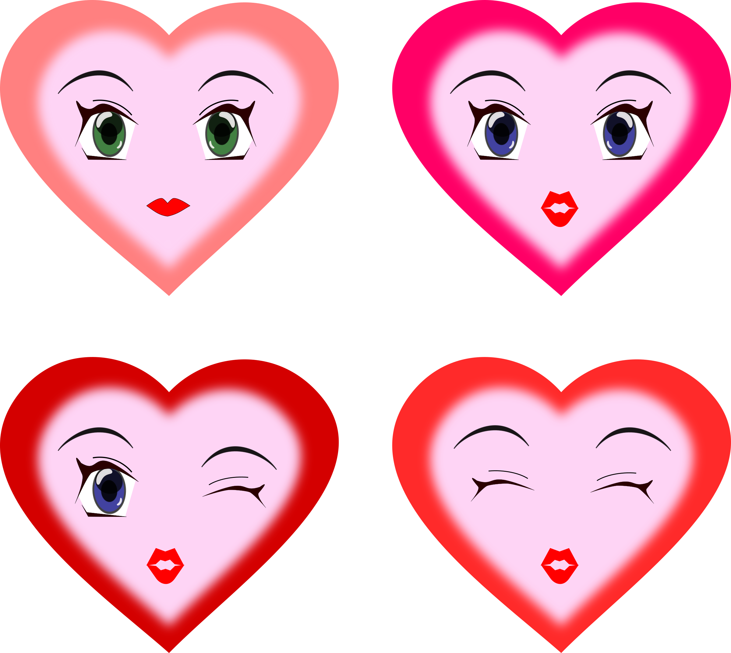 Heart Faces - Cartoon Hearts With Faces (2400x2144)