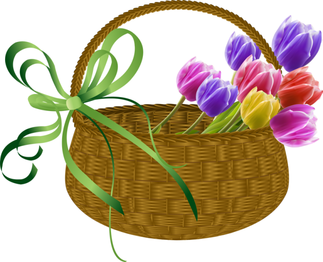 Basket Flower May Day Clip Art - Basket Flower May Day Clip Art (640x519)