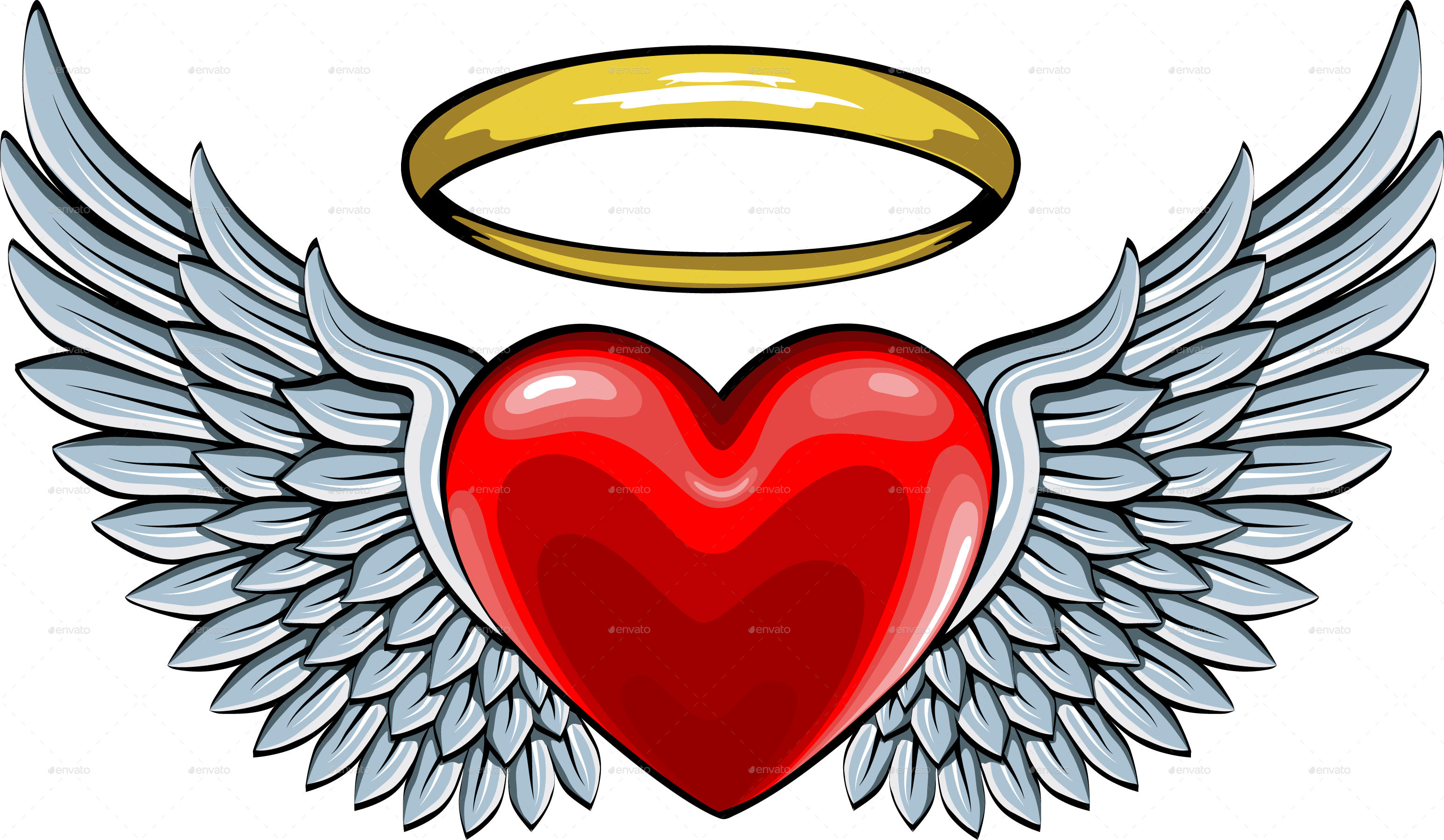 Halo Clipart Heart Wing - Heart With Angel Wings (3093x1800)