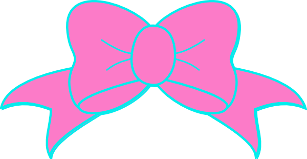 Hot Pink Turquoise Bow Clip Art At Clker - Transparent Background Clipart Bow (600x310)
