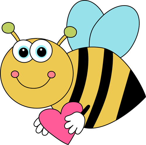 Flying Cartoon Valentine Bee With Heart Clip Art - Cartoon Bird And Bee (500x498)