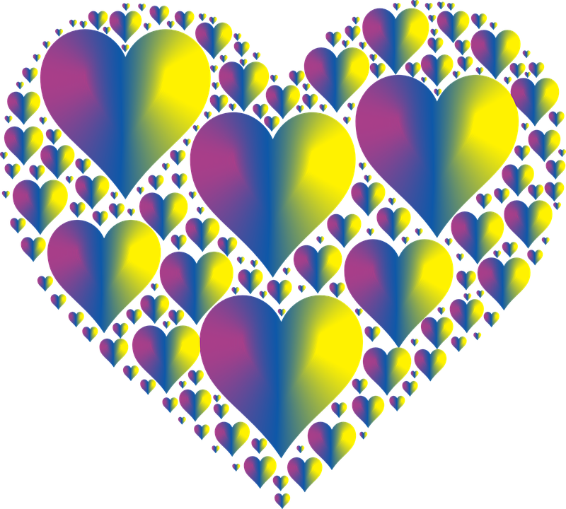 Heart Hearts 3 Love Shape Valentine Romance - Colorful Hearts No Background (800x720)