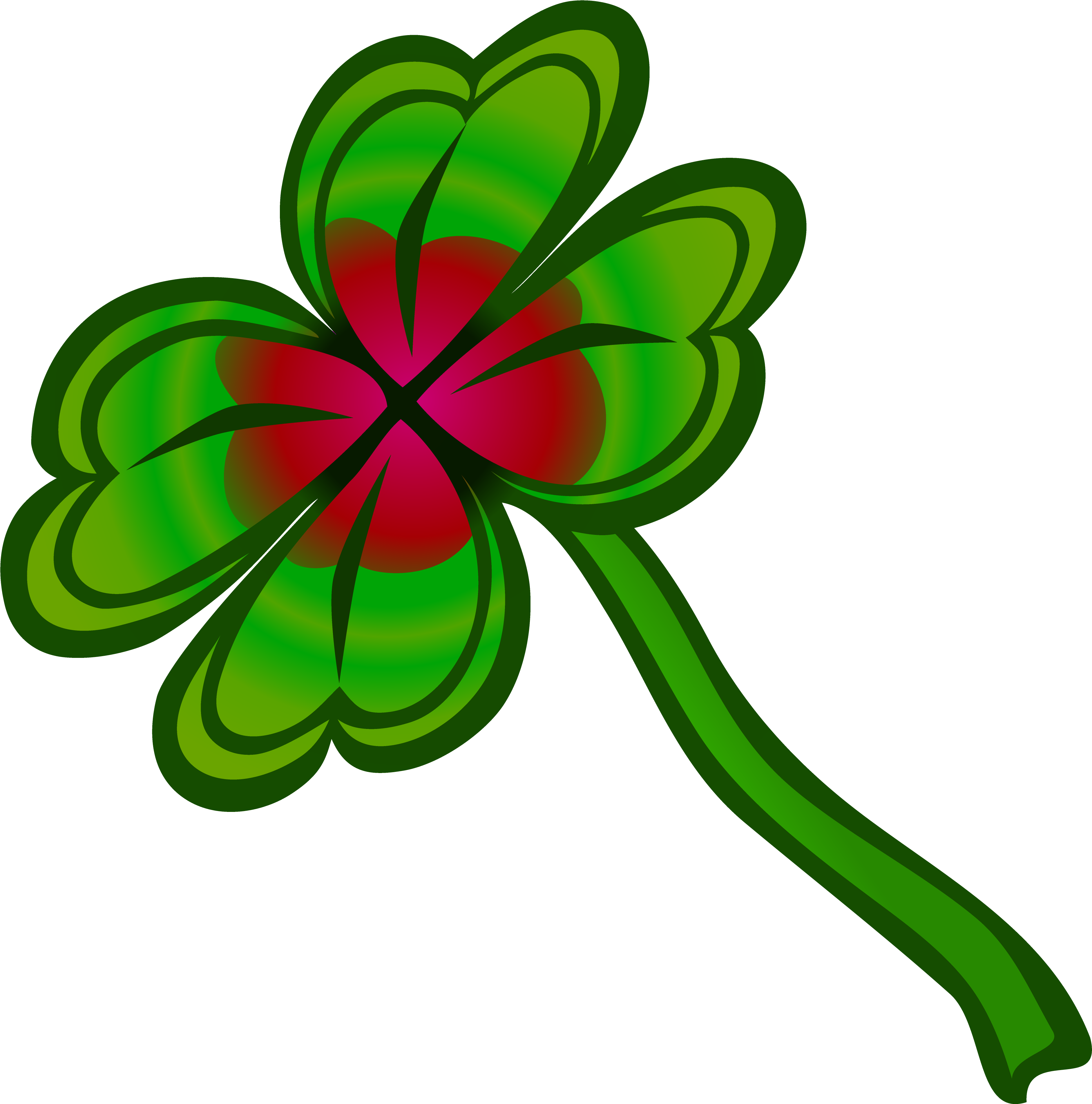 Free Clipart Of A St Paddy's Day Red And Green Shamrock - Clover (4000x4045)