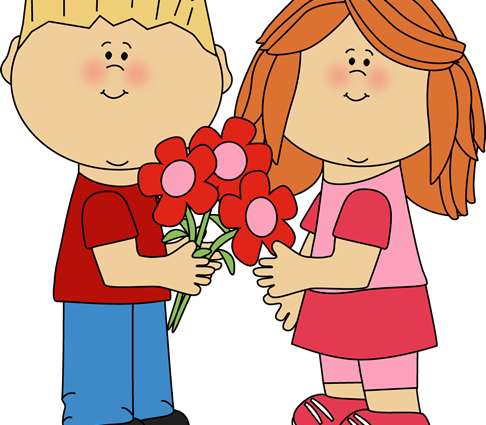 486 X 500 - Kids Valentines Day Cards Clipart (486x425)