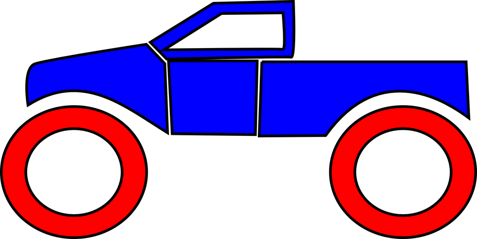 Monster Truck Clip Art At Vector Clip Art - Blue Monster Truck Clip Art (960x482)