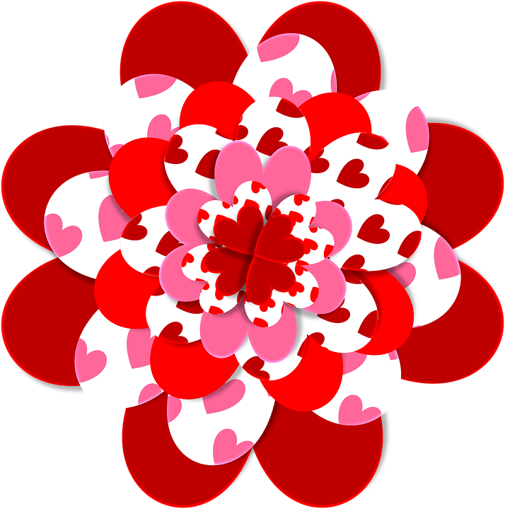 Valentine Heart Shape Flower Love Pink Red - Flower In Love Shape (714x720)