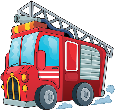 Taxi Firetruck - Cartoon Fire Truck With Fireman (480x451)