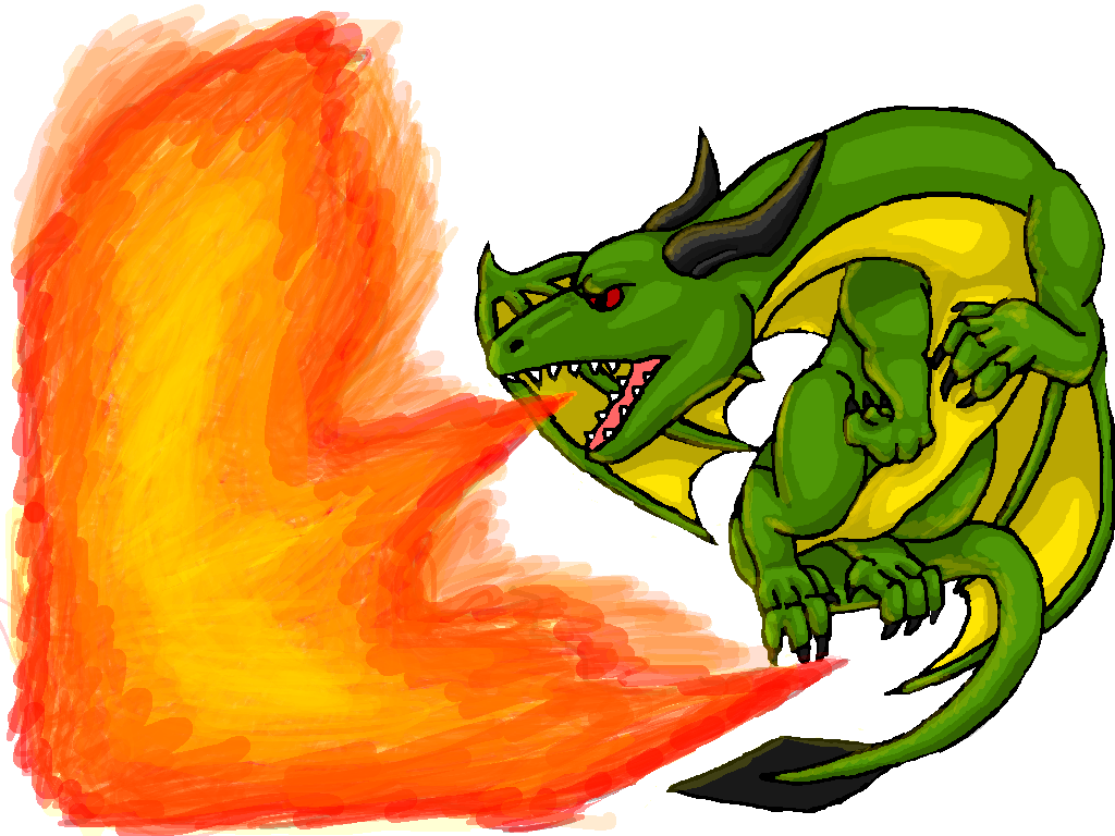Breathing Dragon Green Clipart - Fire Breathing Dragon Clip Art (1024x768)