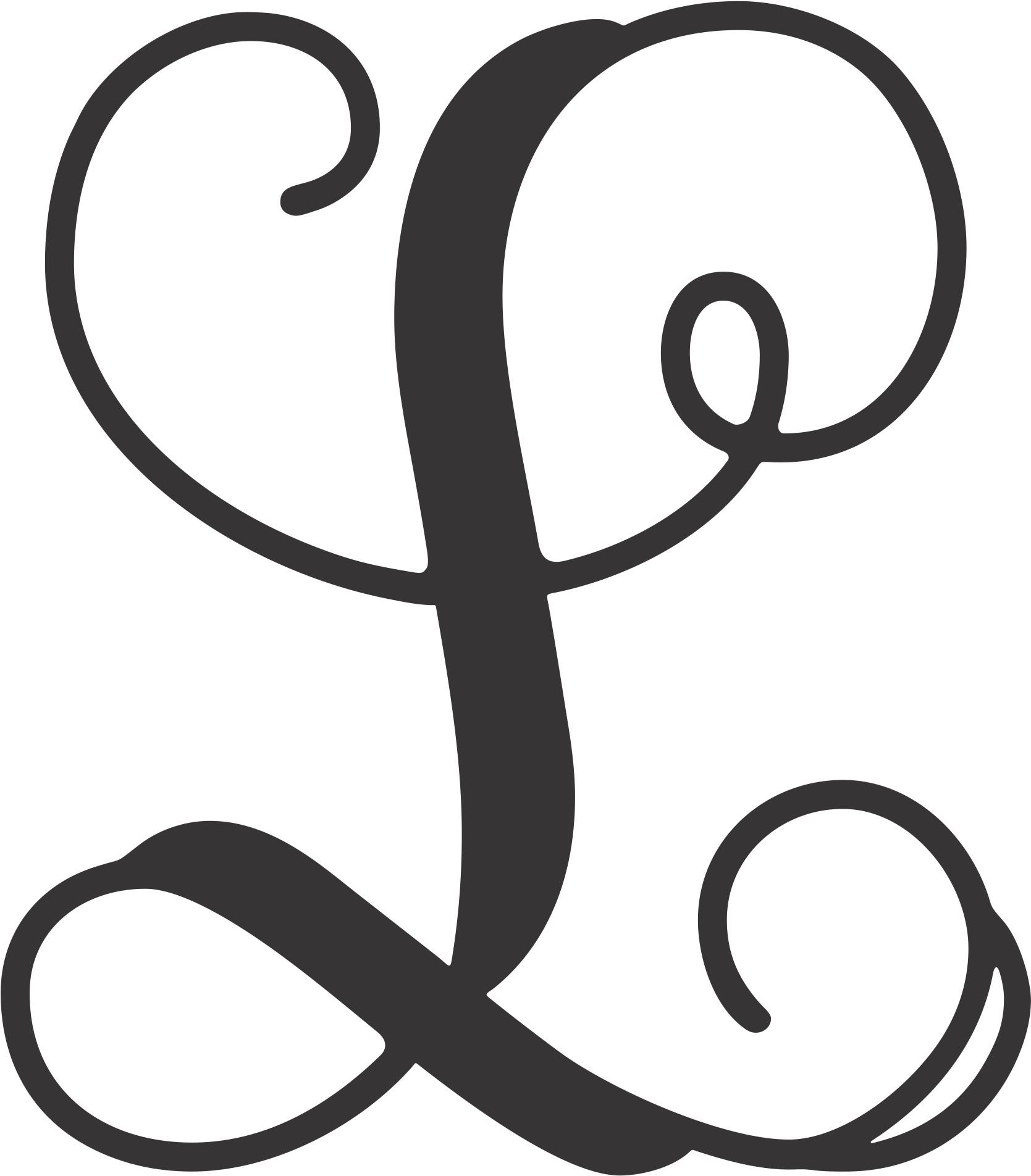 Monogram Letters Open Letter L - L Monogram Letter (2000x2000)