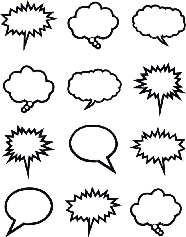 Tcr 5641 Black/white Speech Bubbles Mini Cutouts - Teacher Created Resources Magnetic Speech Bubble Accents (900x900)