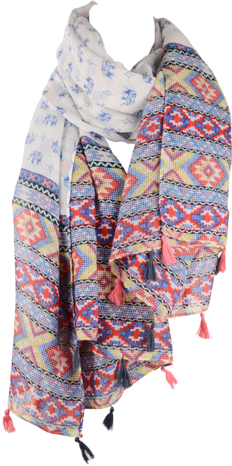 Indian Elephants Geometry Print Tassels Pendant Pashmina - Dresslily Women's Scarves Indian Elephants Geometry (700x931)