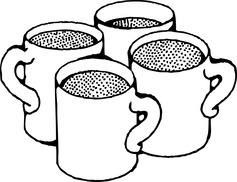 Coffee Mug Picture - Cups Black And White Clip Art (999x765)