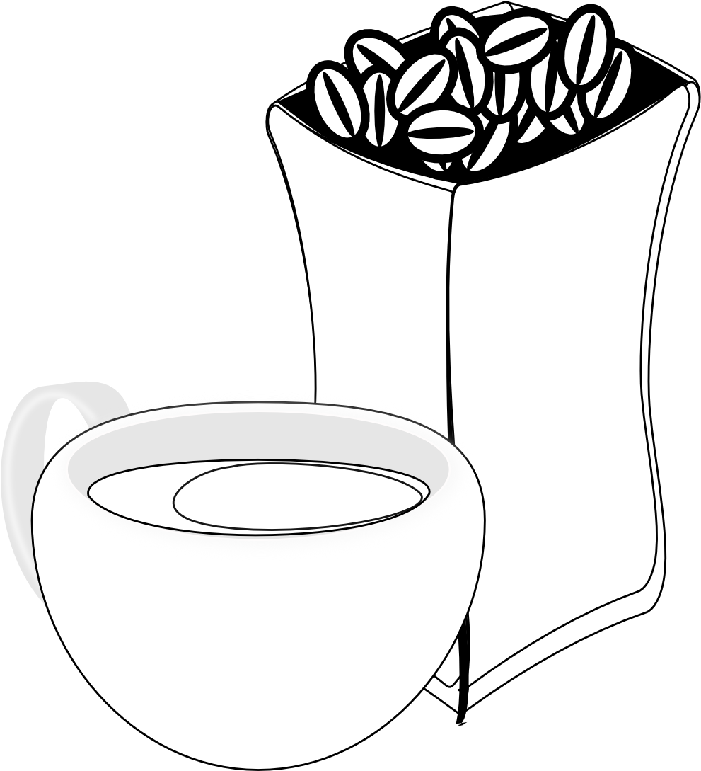Coffee Bean Clipart Black And White - Coffee Bean Clipart Black And White (999x1157)