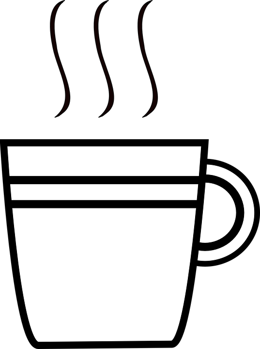 Steaming Cup Of Coffee Clipart Png Download - Cup Black & White (537x720)