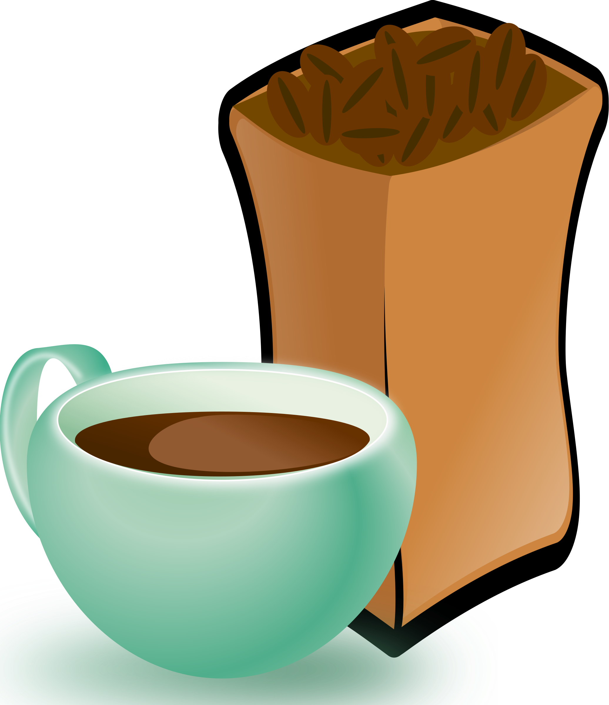 Cup Of Coffee With Sack Of Coffee Beans Icons Png - Coffee Beans Clip Art (2072x2400)