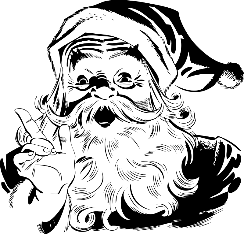 Free Santa - Santa Claus Black And White (800x765)