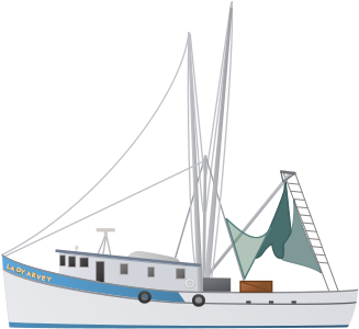 Cartoon Fishing Boat Clipart - Commercial Fishing Boat Clipart (376x345)