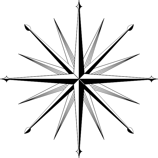 Star Old, Gray, Black, Celtic, Tribal, Outline, Symbol, - Blank 16 Point Compass Rose (640x640)