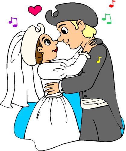Bride And Groom - Cartoon (418x500)