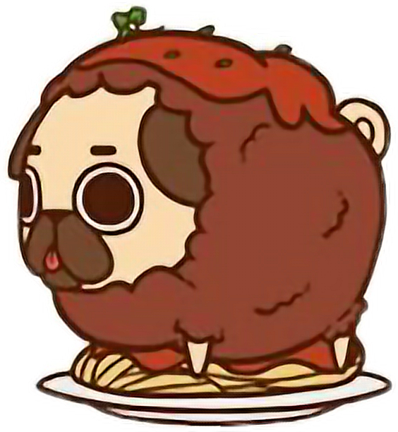 Cute Kawaii Pug Chibi Food Spaghetti Freetoedit - Cartoon Pictures Of Pugs (564x612)