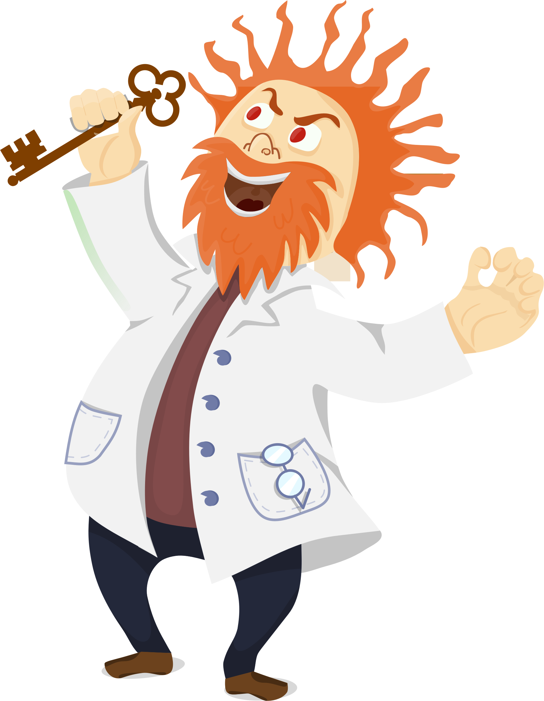 Mad Scientist With A Key - Mad Scientist Cartoon Png (1841x2371)