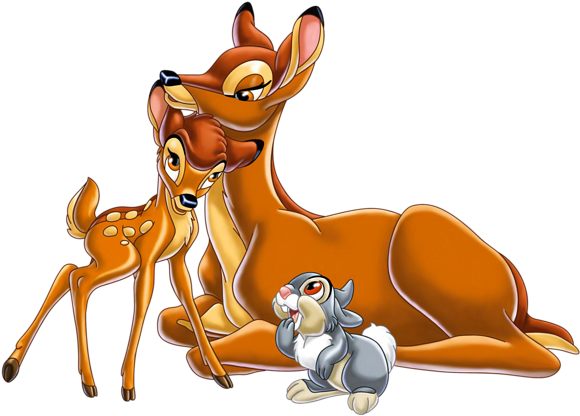 Bambi Clipart Mom - Bambi Thumper And Flower (600x432)