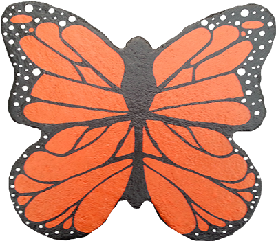 A Butterfly Shaped Form With Orange And Black Paint - Butterfly (400x400)