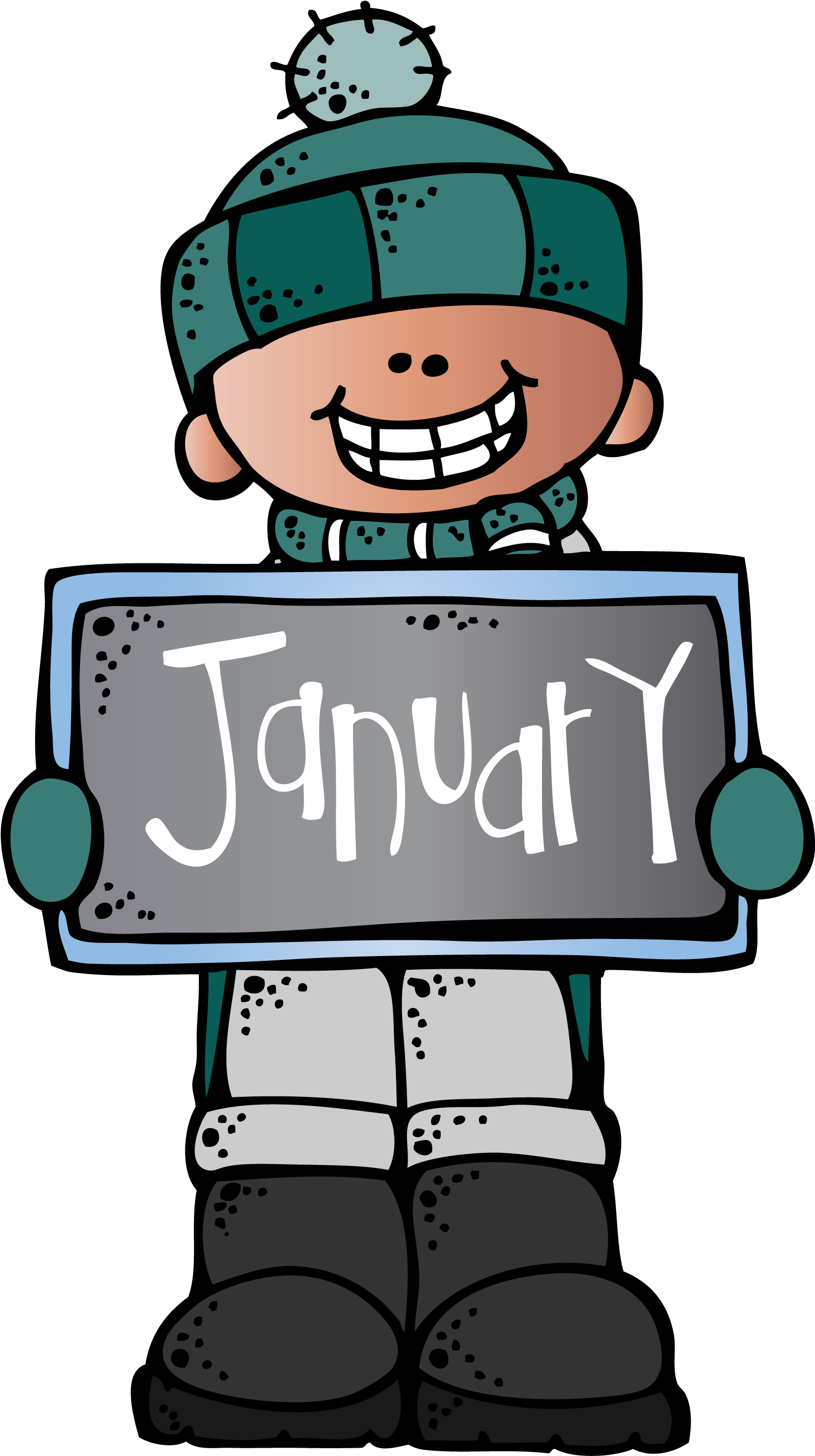 Free Calendar Clipart - Melonheadz January Clipart (1704x3000)
