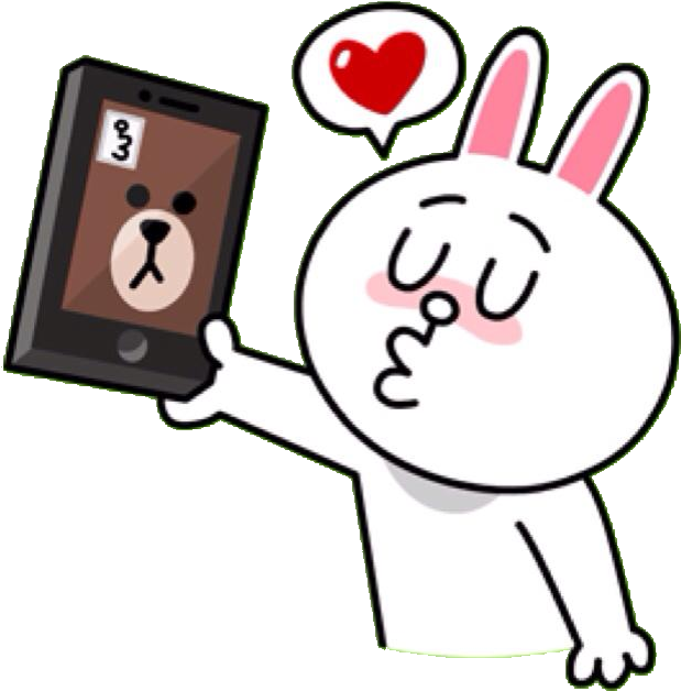 Free Call Event Special Stickers - Brown Bear And Cony Kiss (621x640)