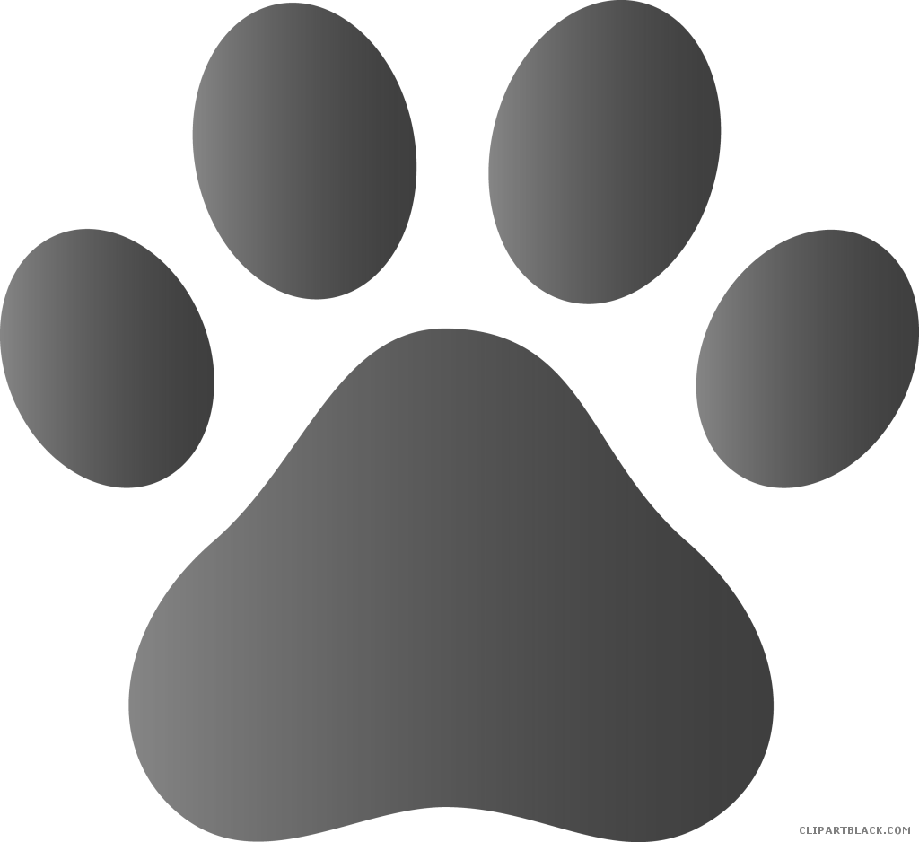 Dog Paw Prints Animal Free Black White Clipart Images - Paw Patrol Footprint Png (1024x938)