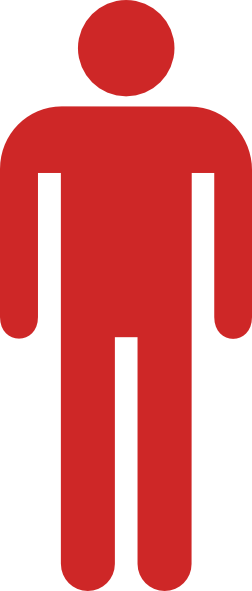 Male Clipart Male - Men Toilet Sign Red (252x591)