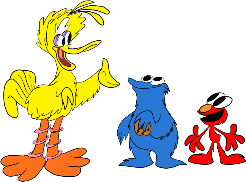 A Bird And Two Monsters By Waggonercartoons - Bird (900x636)