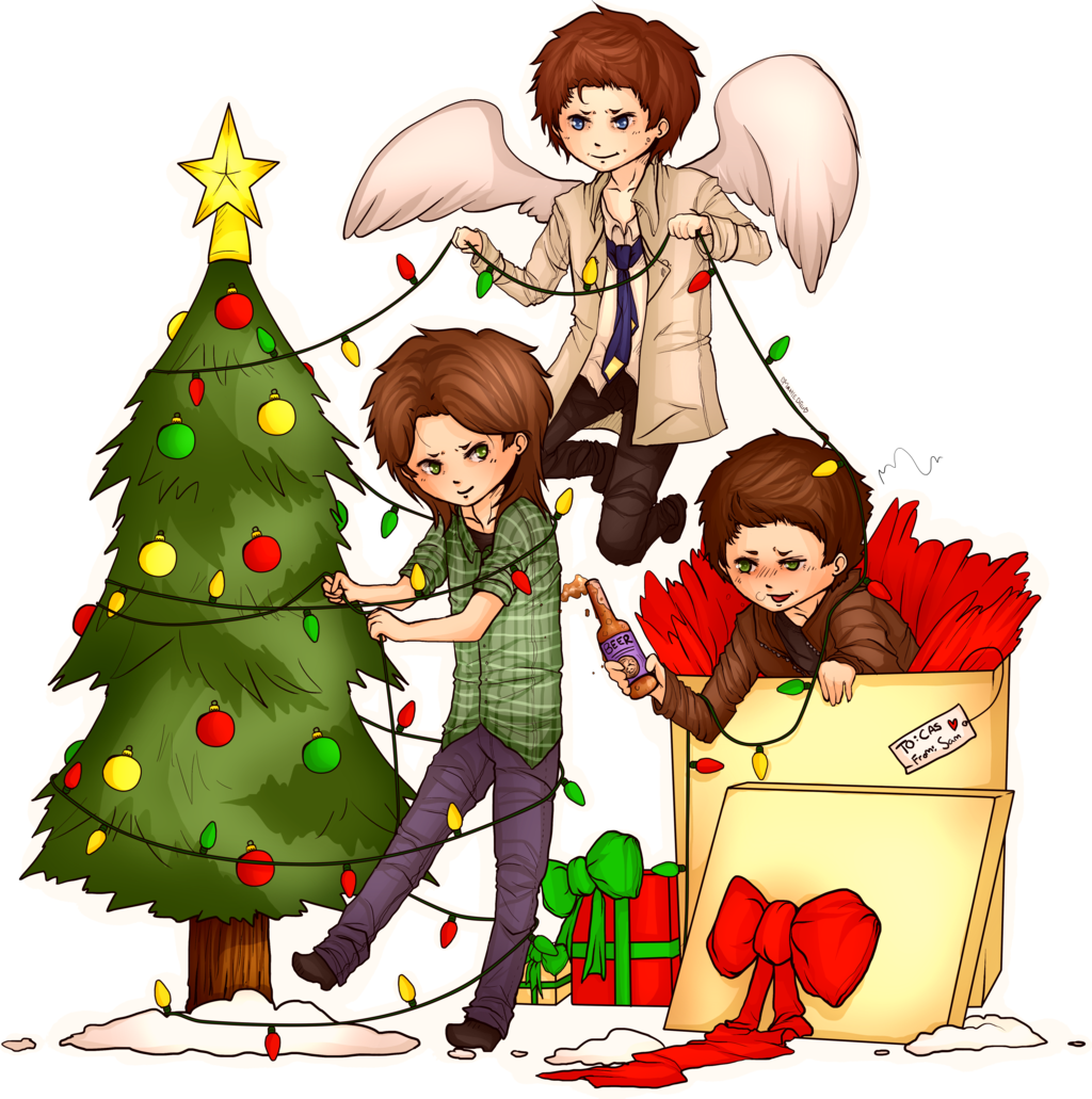 A Very Supernatural Christmas By Maximum-delusion - Supernatural Christmas Art (1024x1031)