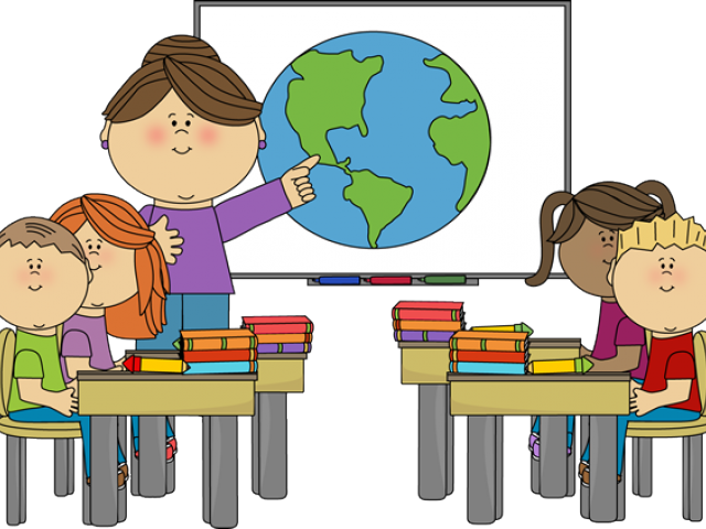 Teacher With Students Clipart - Class Clipart (640x480)