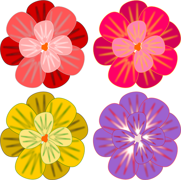 Colorful Flower Clipart - Colorful Flower Clipart (600x597)