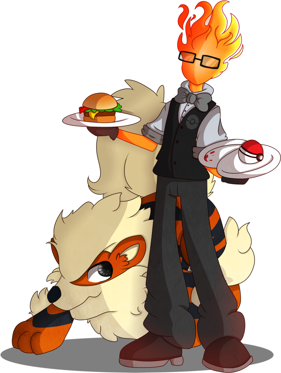 Waiter Grillby Would Like To Battle By Blue-rainfall - Grillby Trainertale (1024x1280)