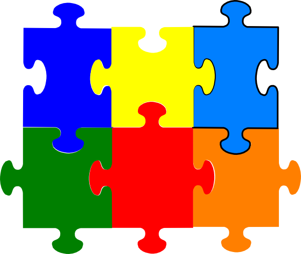 Free Jigsaw Puzzle Pieces - Colored Blank Puzzle Pieces (600x507)