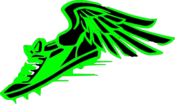 Winged Foot, Green And Black Clip Art - Track Shoe With Wings Green (600x359)