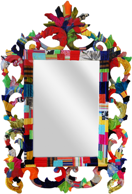 Fabric Covered Mirror - Picture Frame (824x1101)