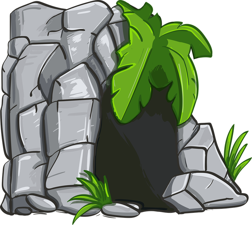 Cave, Stone, Rock, Fern, Paleozoic Era, Entrance - Cave Cartoon (1280x1142)
