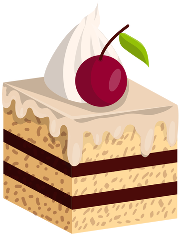Vanilla Cake Slice With Cherry Transparent Png - Fatia De Pessego Desenho Png (512x512)