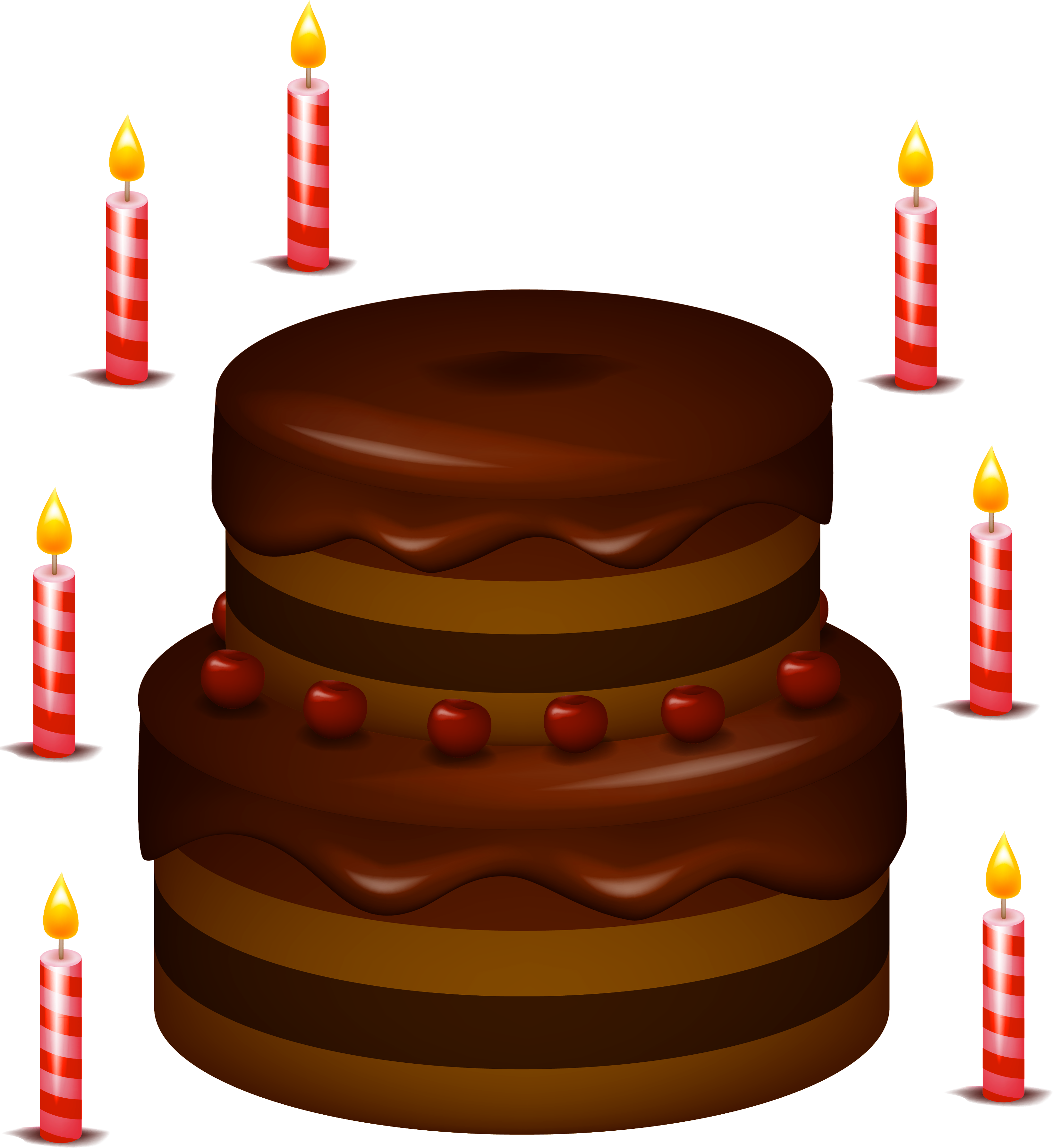 Chocolate Cake With Candles Png Clipart - Birthday Cake No Candles (3300x3578)
