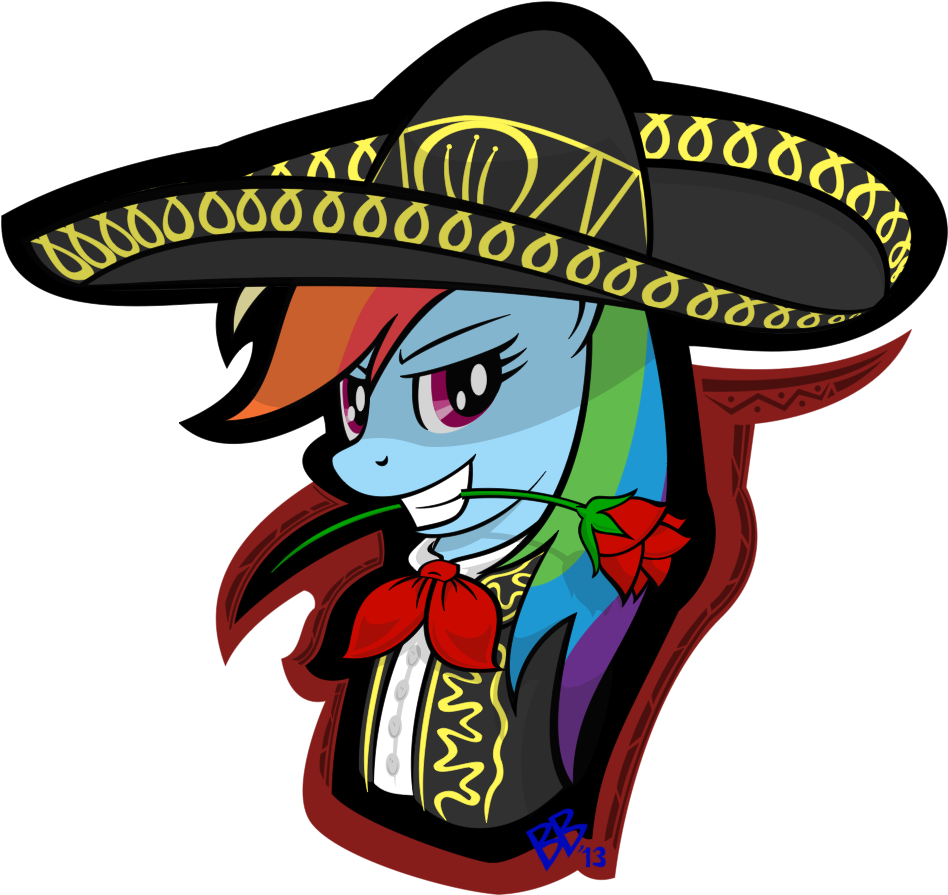 Bravelyart, Mariachi, Rainbow Dash, Safe, Solo - Mexican My Little Pony (1000x950)