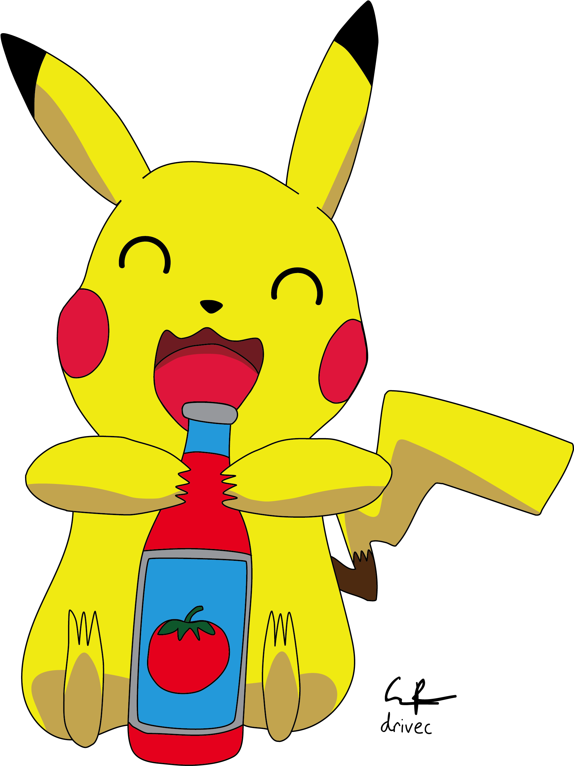 Pikachu And The Ketchup Bottle - Cartoon (2088x2752)