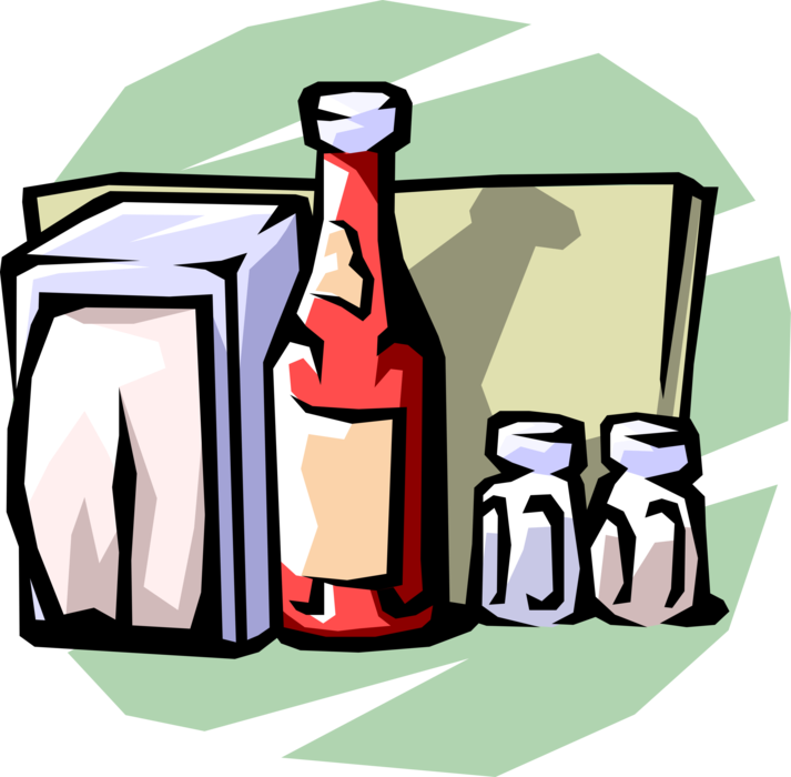 Vector Illustration Of Restaurant Dining Table Menu, - Restaurants Condiments (713x700)