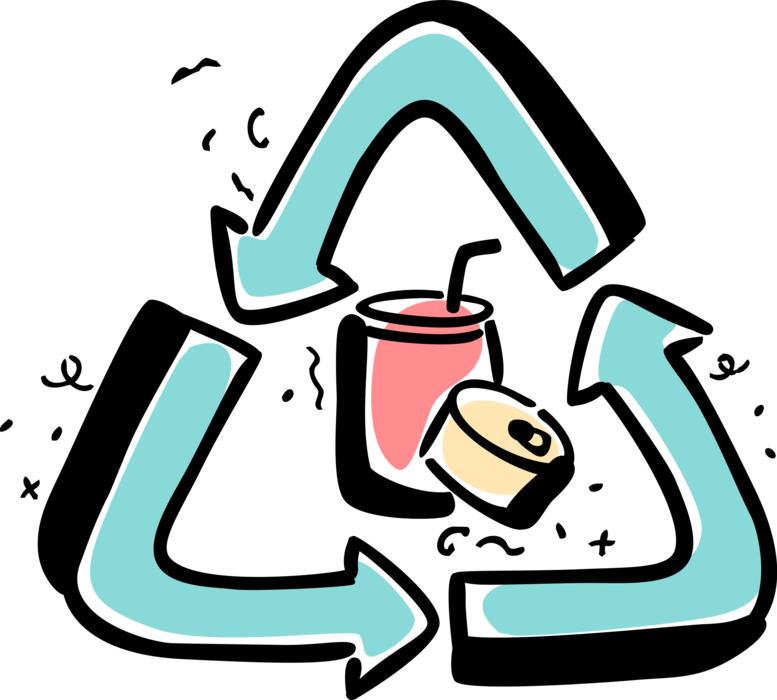 Vector Illustration Of Recycling Aluminum Cans Converts - Recycling Symbol (777x700)