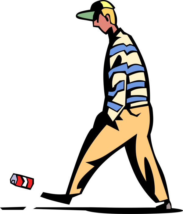 Vector Illustration Of Apathetic Bored Teenager Kicks - Persona Pateando Una Lata (600x700)