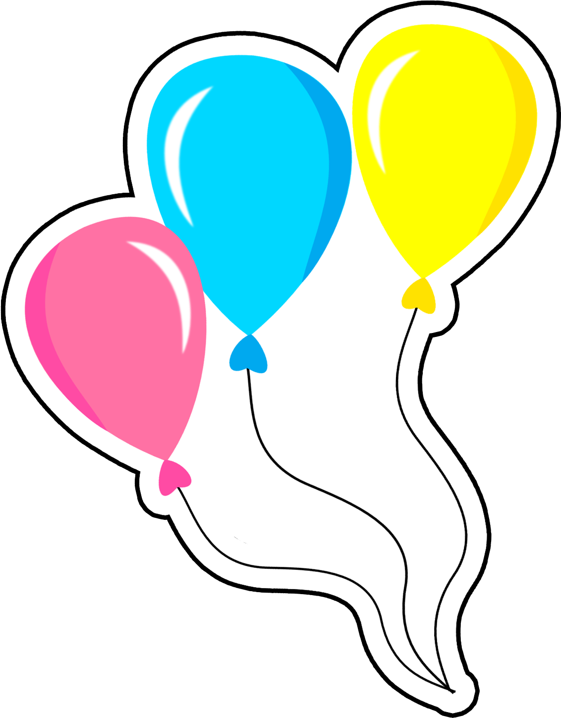 Balões Contorno Branco - Balão De Festa Desenho (1153x1465)